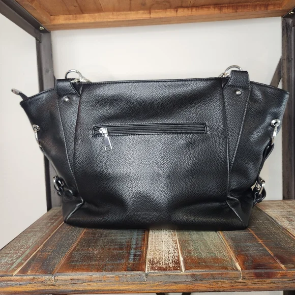 Black Rhinestone Fringe Purse With Silver Accents - Picture 3 of 4